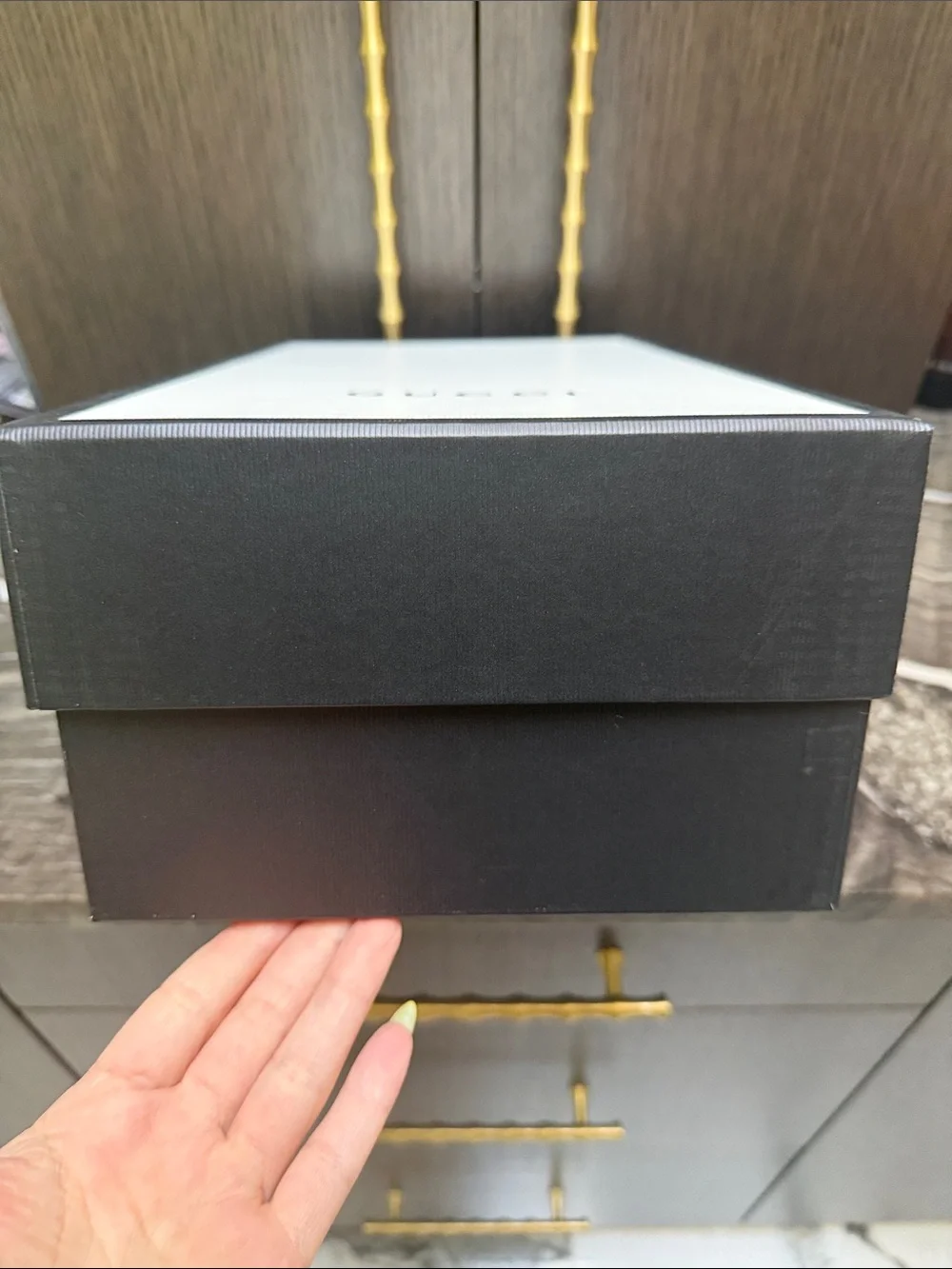 Gucci Black and White Shoe Luxury Box w Logo on the top
